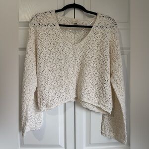 crochet crop V‑Neck Sweater